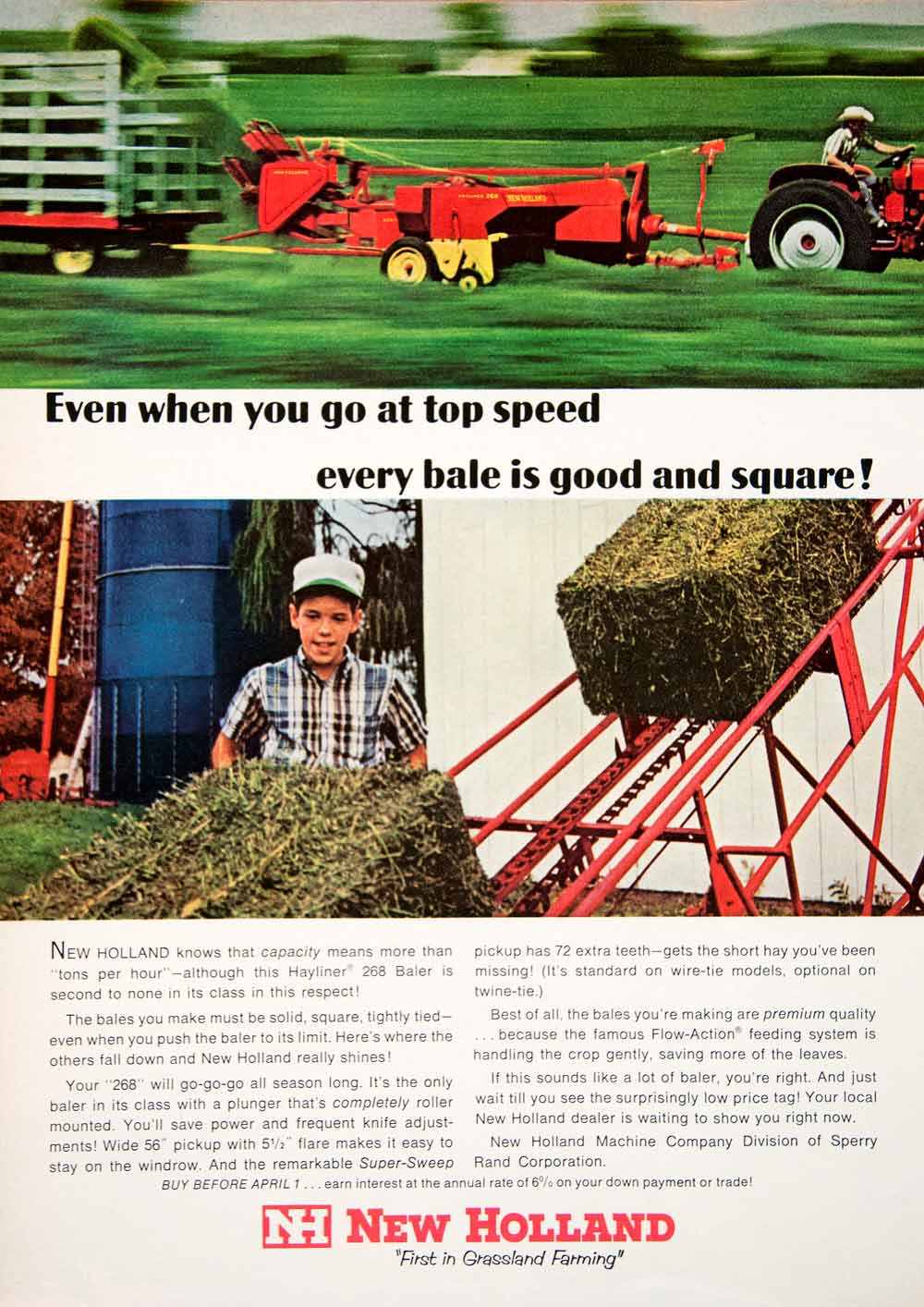 1966 Ad New Holland Bale Machine Sperry Rand Boy Hayliner 268 Baler Farming SF1