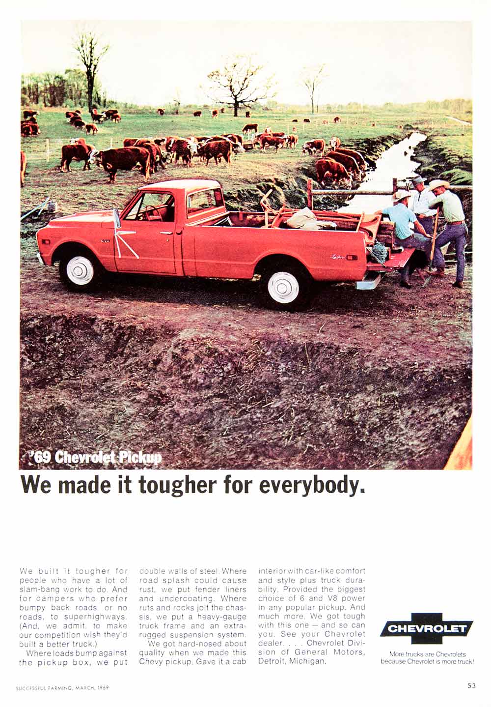 1969 Ad Chevrolet Pickup Truck General Motors Detroit Michigan Livestock SF1
