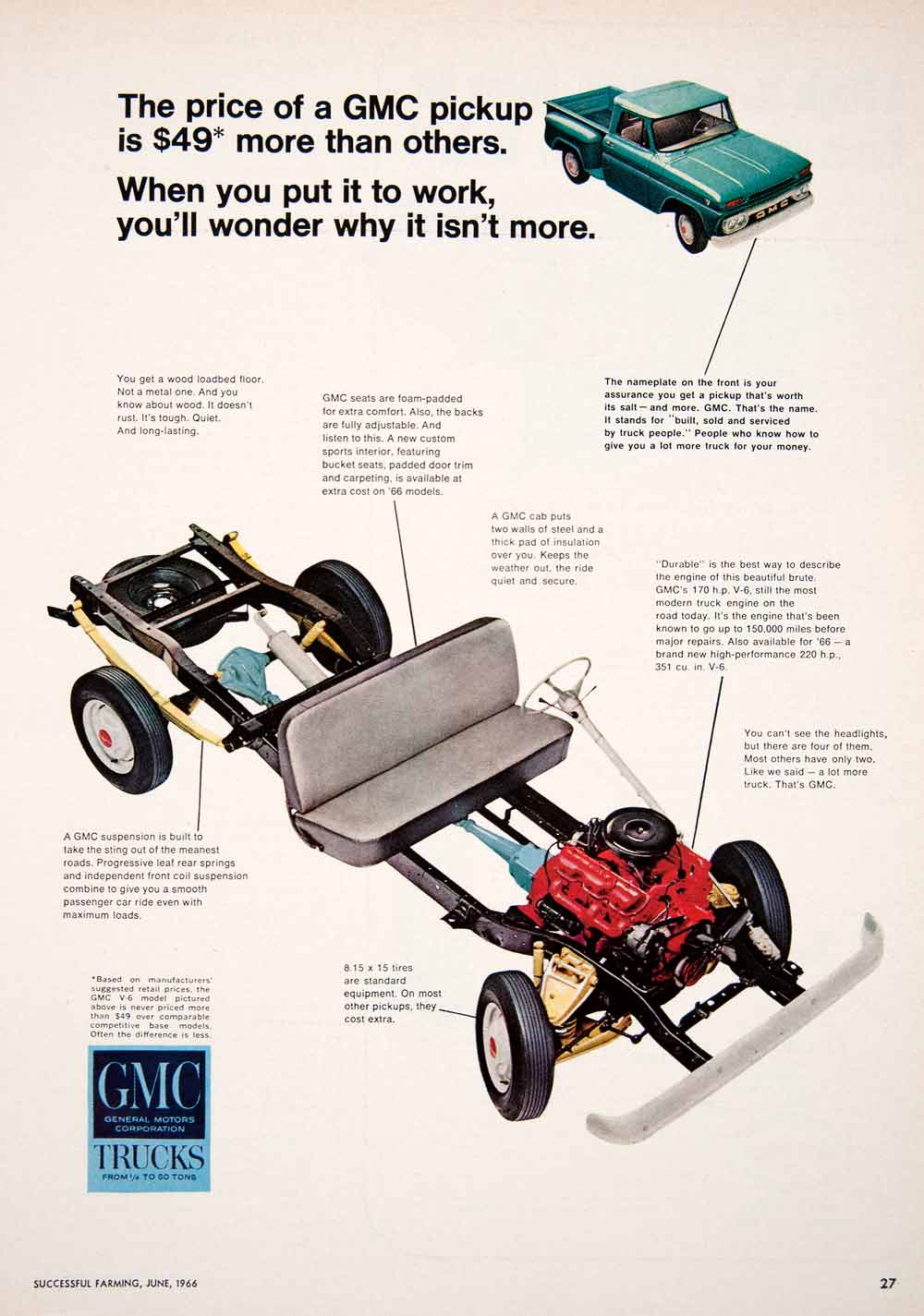 1966 Ad GMC Chassis Truck Pickup Automobile Vehicle Motor Car Transportation SF1