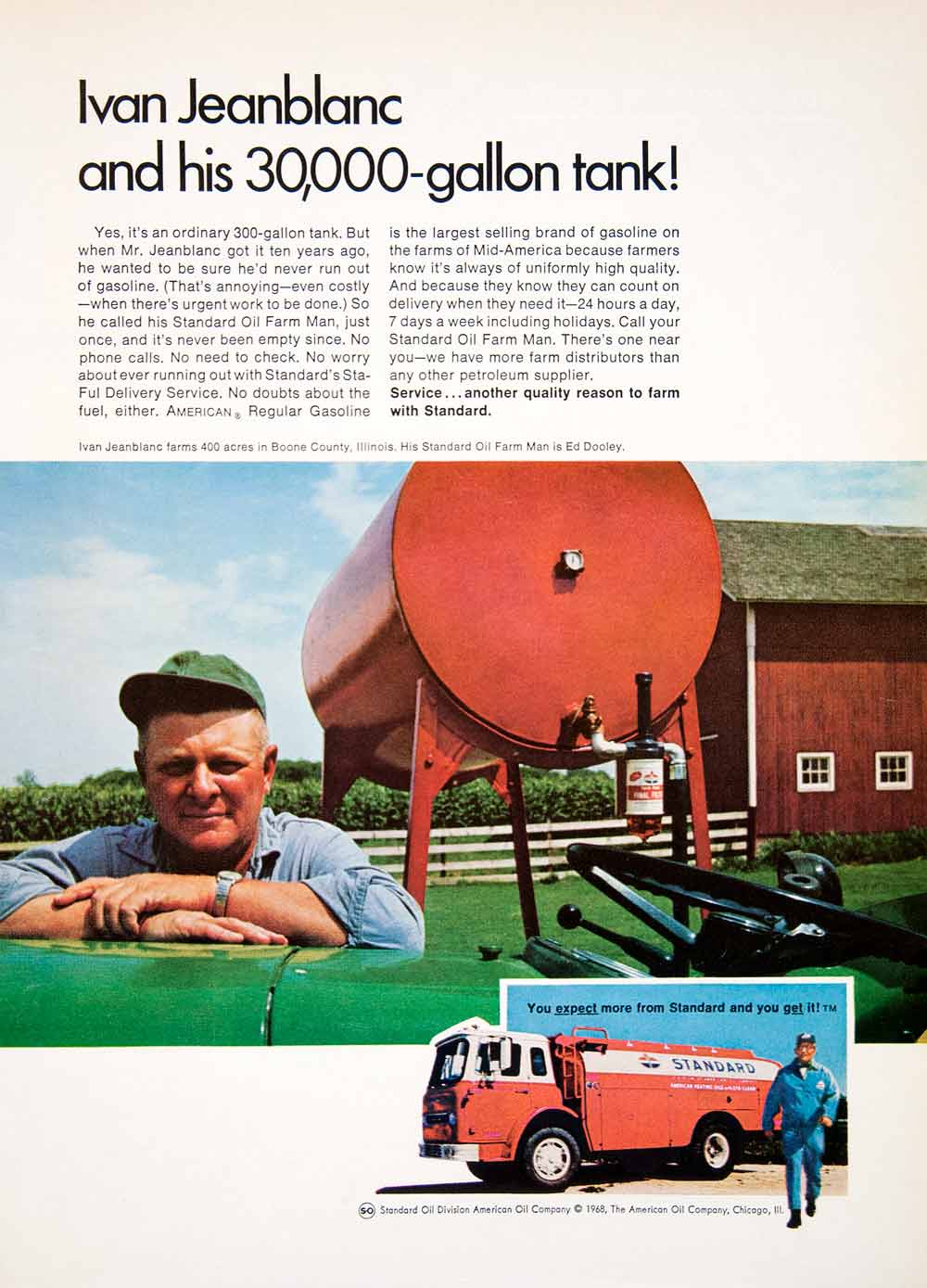 1968 Ad Ivan Jeanblanc Boone County Illinois Ed Dooley Standard Oil Farm SF1