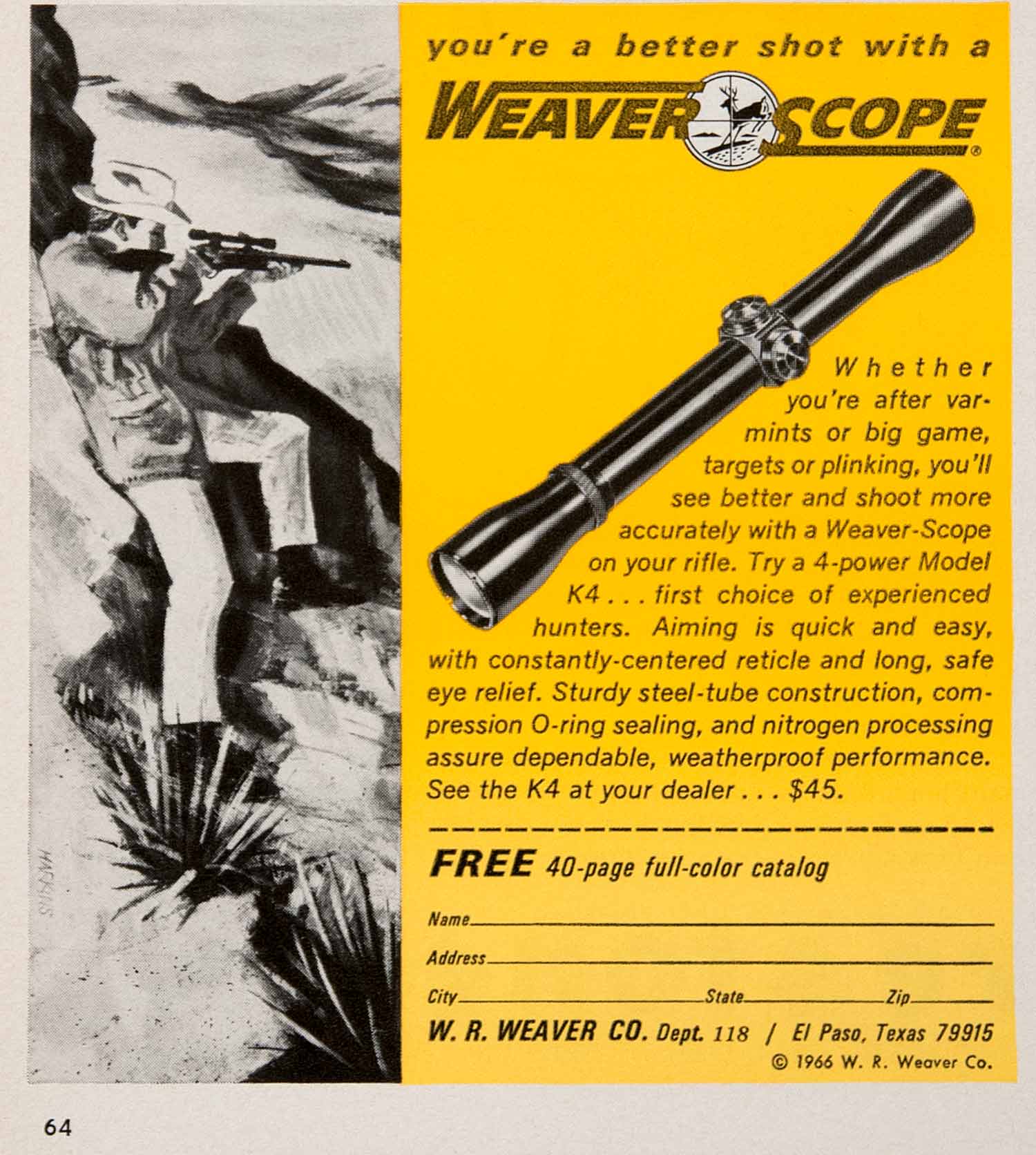 1966 Ad W. R. Weaver Gun Rifle Scope Parts Accessories Hunting Shooting SF2
