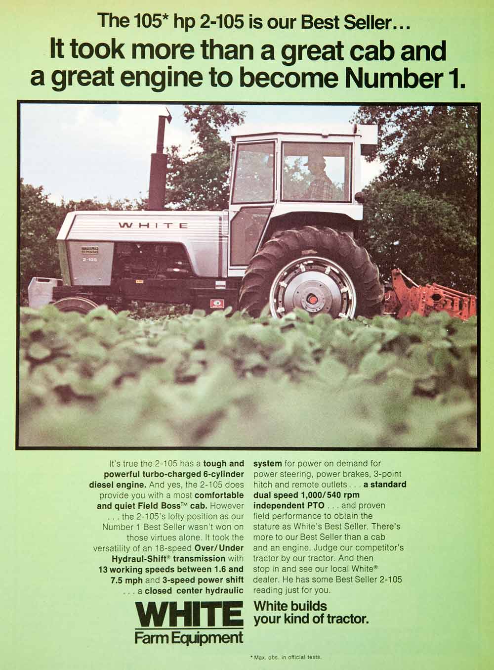 1977 Ad White Farm Equipment Tractor Diesel Engine Hydraul Shift SF3