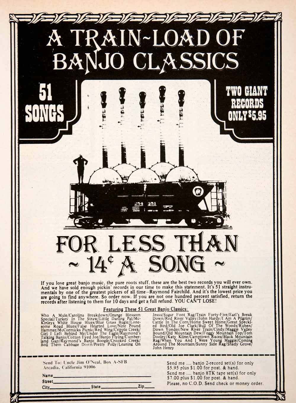 1979 Ad Uncle Jim O'neal Banjo Classics String Instrument Music Record Album SF3