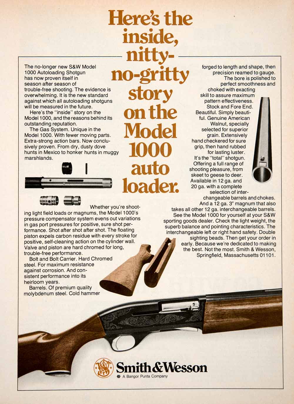 1978 Ad Smith Wesson Autoloading Shotgun Hunting Springfield Massachusetts SF3