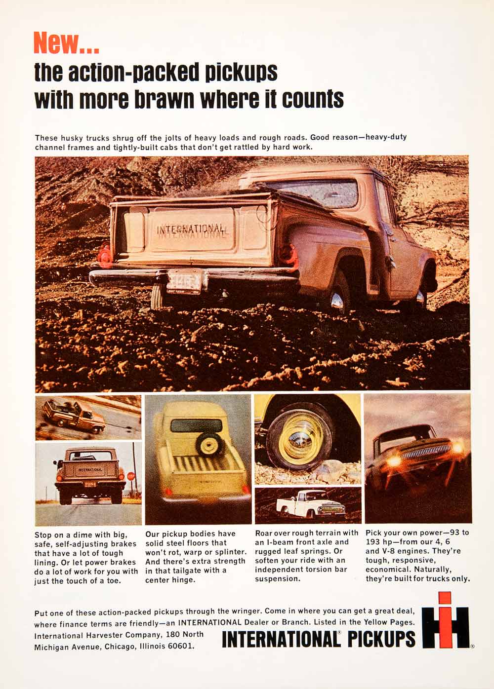 1965 Ad International Harvester Pickup Truck I-Beam Brakes Tailgate Ride SF3