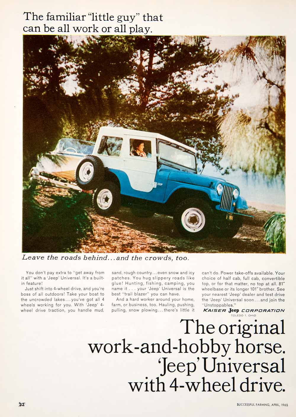 1965 Ad Jeep Universal Four-Wheel-Drive Wheelbase Convertible Kaiser Toledo SF3
