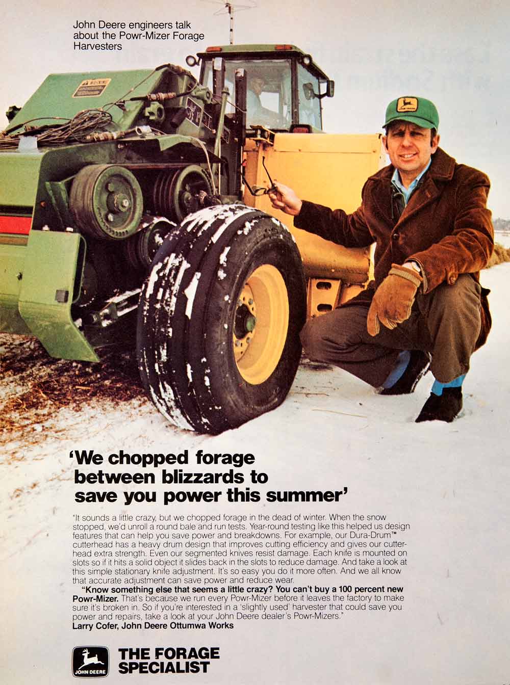 1980 Ad John Deere Farm Equipment Machinery Forage Powr-Mizer Larry Cofer SF3