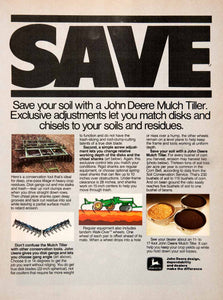 1980 Ad John Deere Mulch Tiller Conservation Gangs Shanks Farming Equipment SF3