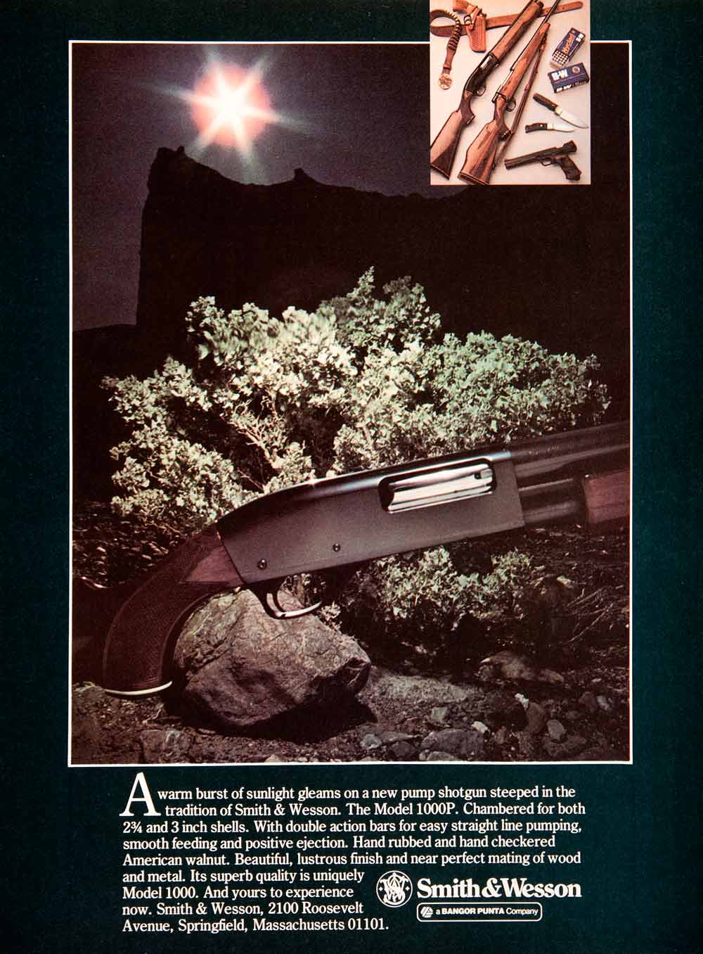 1980 Ad Smith Wesson Bangor Punta Pump Shotgun Springfield Massachusetts SF3
