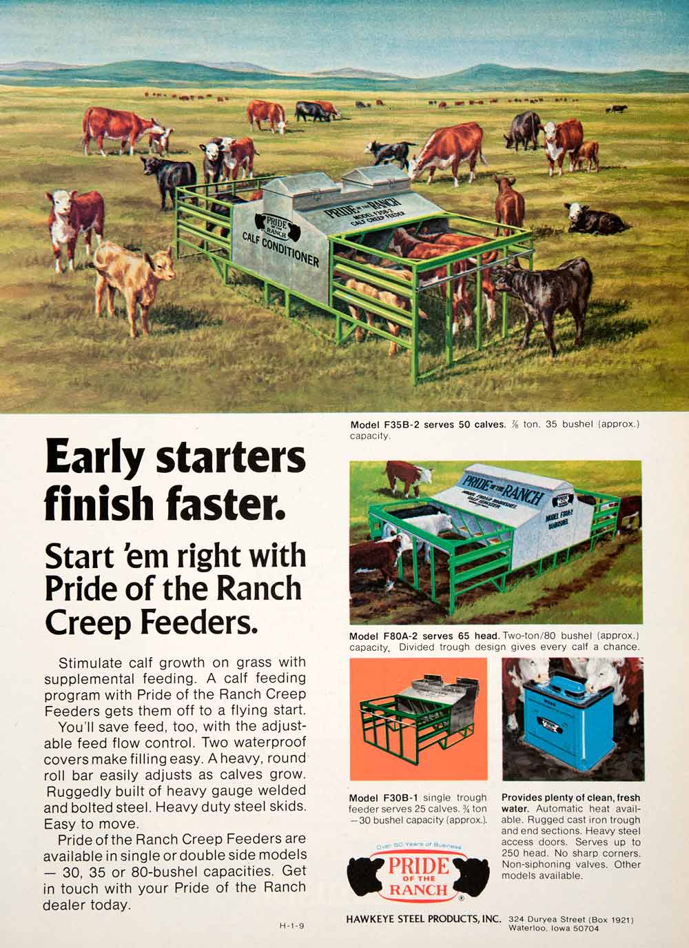 1980 Ad Pride Ranch Hawkeye Steel Waterloo Iowa Creep Feeder Farm Equipment SF3