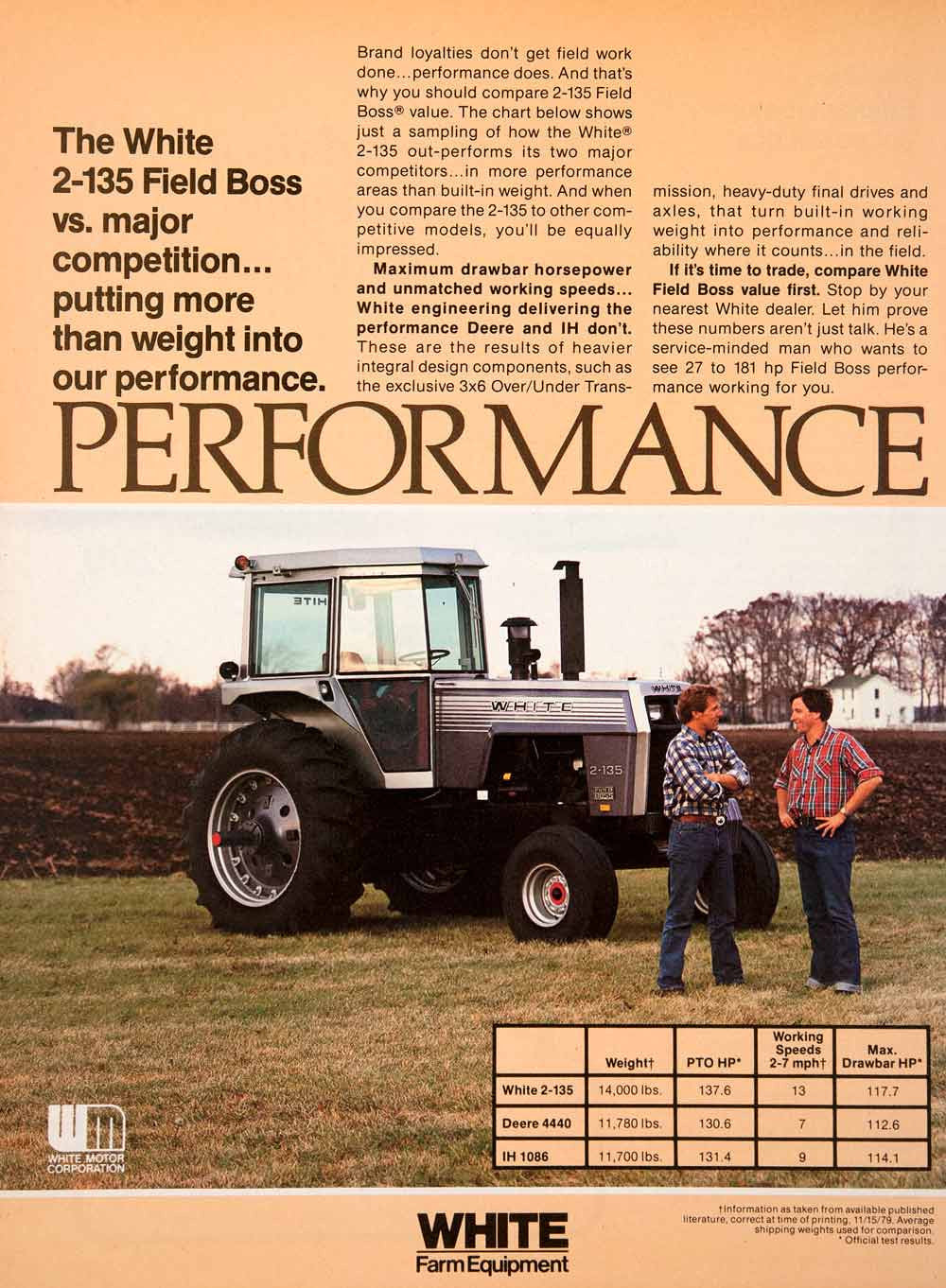 1980 Ad White Farm Equipment Field Boss Farming Equipment Machinery SF3