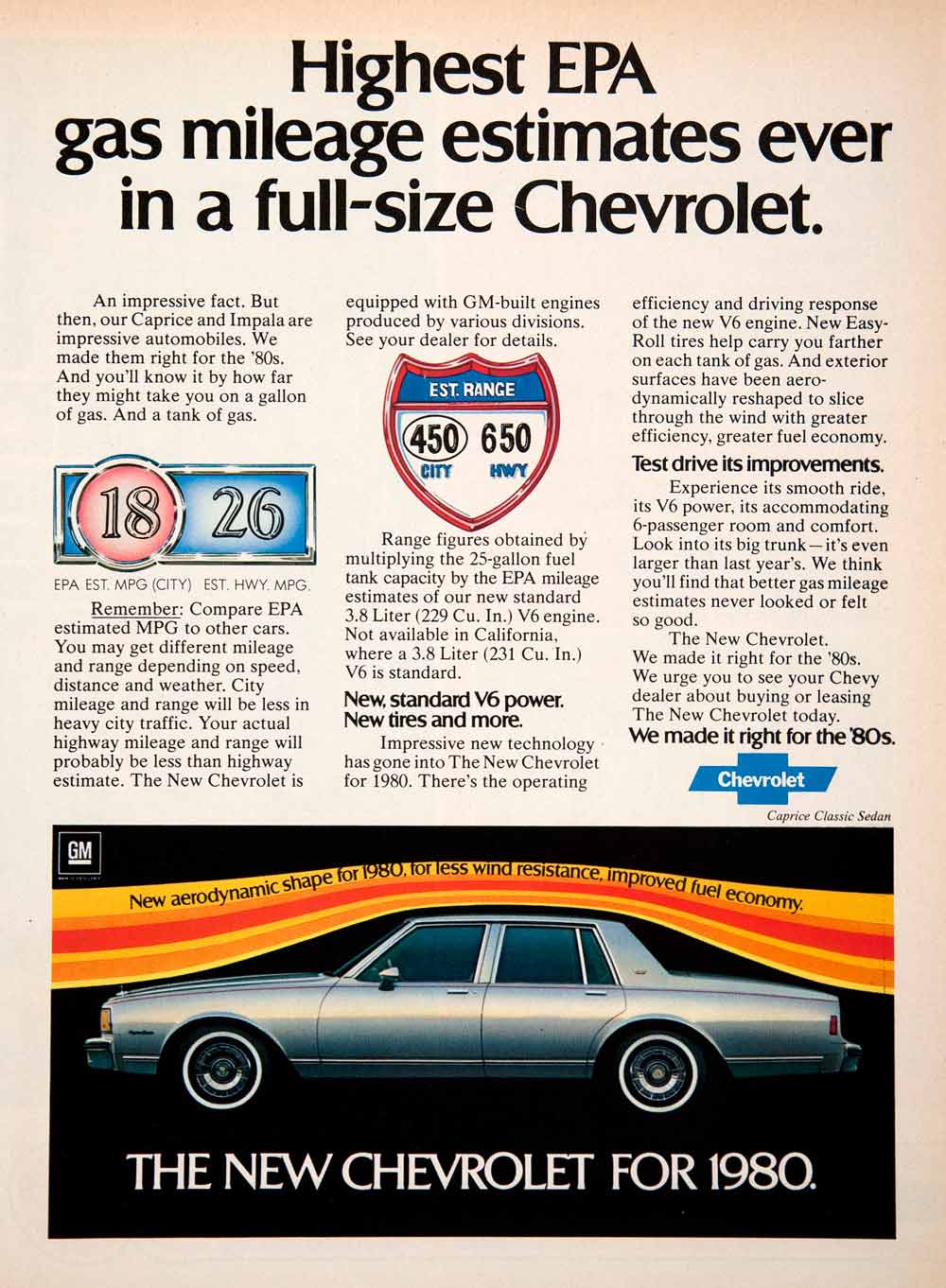 1979 Ad 1980 Chevrolet Caprice Classic Sedan Automobile Four-Door SF3
