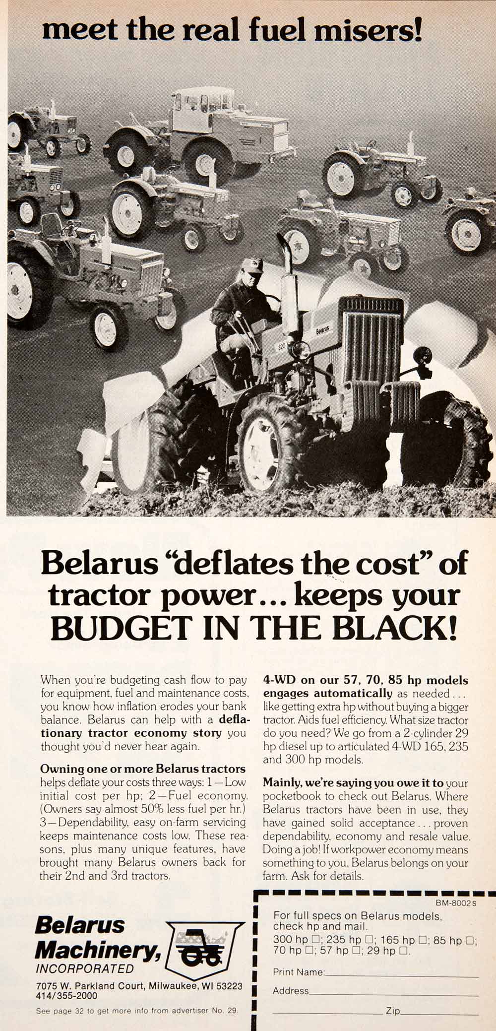 1980 Ad Belarus Machinery Milwaukee Farming Equipment Agriculture Tractor SF3