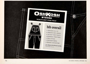 1964 Ad Oshkosh B'Gosh Bib Overalls Grove Wisconsin Railroad Workers Farmers SF3
