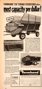 1964 Ad Farmhand Forage Feeder Box Farming Equipment Machinery Agriculture SF3