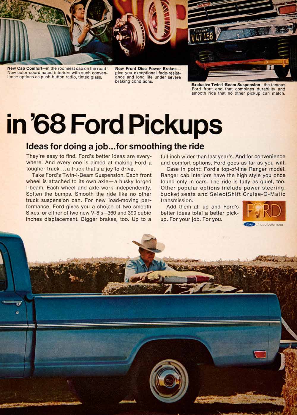 1967 Ad Ford Pickup Truck Engine Air Conditioner Twin-I-Beam Suspension SF3