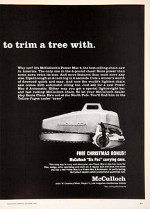 1969 Ad McCulloch Six Pac Chair Saw Power Tool Trees Logs Farming SF3