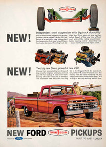 1965 Ad Ford Pickup Truck Six Airplane Farming West V8 Vehicle Engine SF4