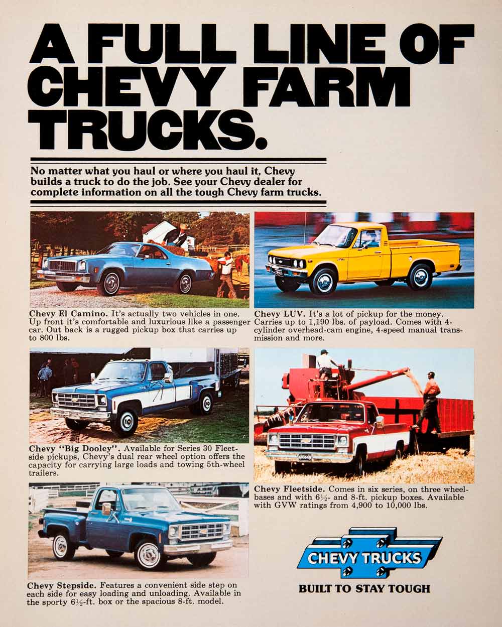 1976 Ad Chevy Truck El Camino Big Dooley Stepside Fleetside LUV Pickup SF4