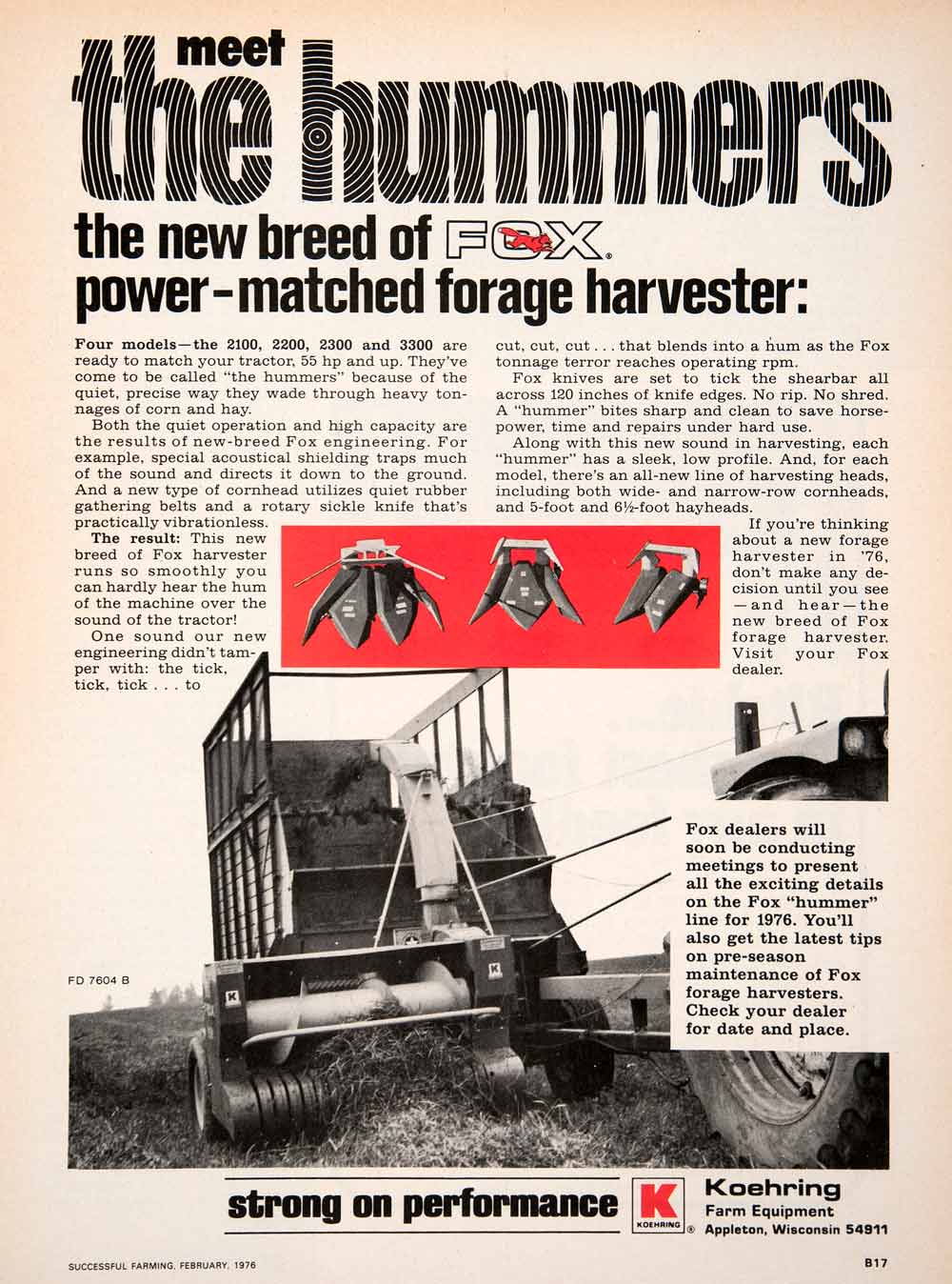1976 Ad Koehring Farm Equipment Appleton Wisconsin Tractor Advertisement Fox SF4