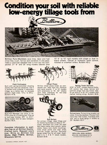 1976 Ad Brillion Iron Works Wisconsin Farm Plow Harrow Cultivator Farming SF4