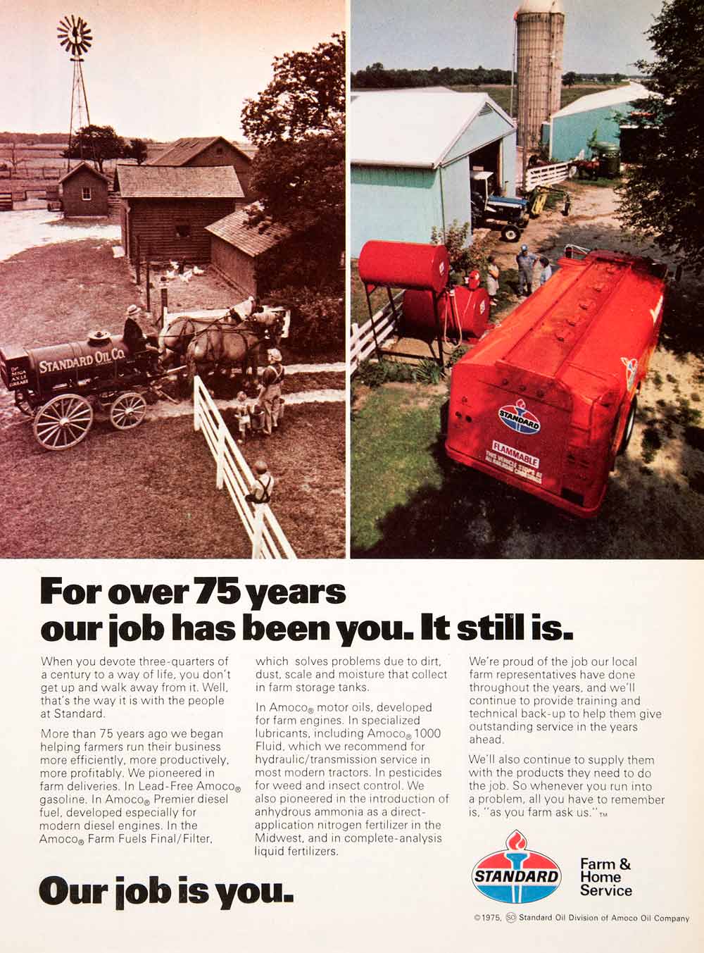 1975 Ad Standard Oil Amoco Farming Motor Advertisement Agriculture Diesel SF4
