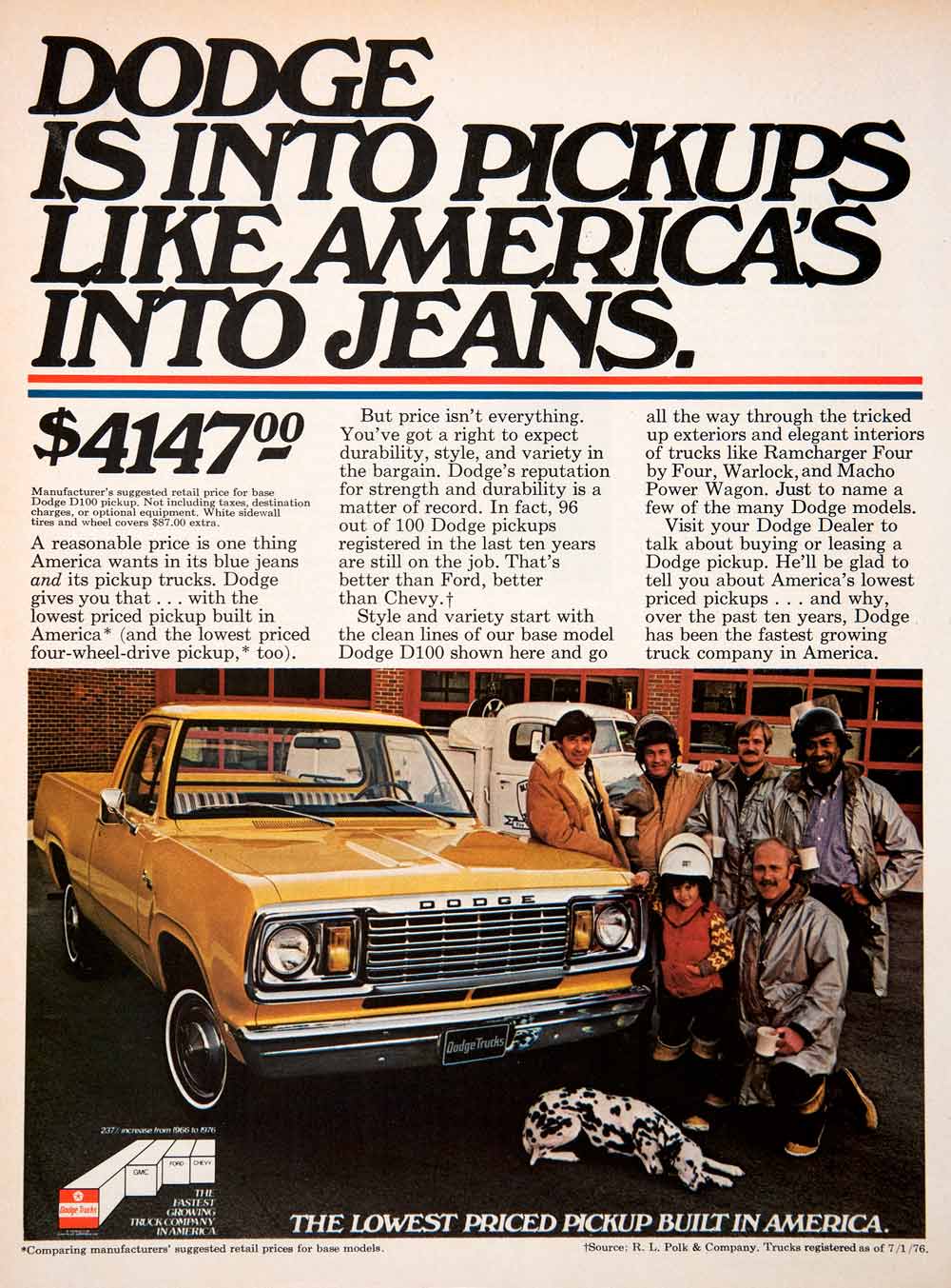 1978 Ad Dodge Pickup Truck Automobile Firefighters Advertisement Dalmation SF4