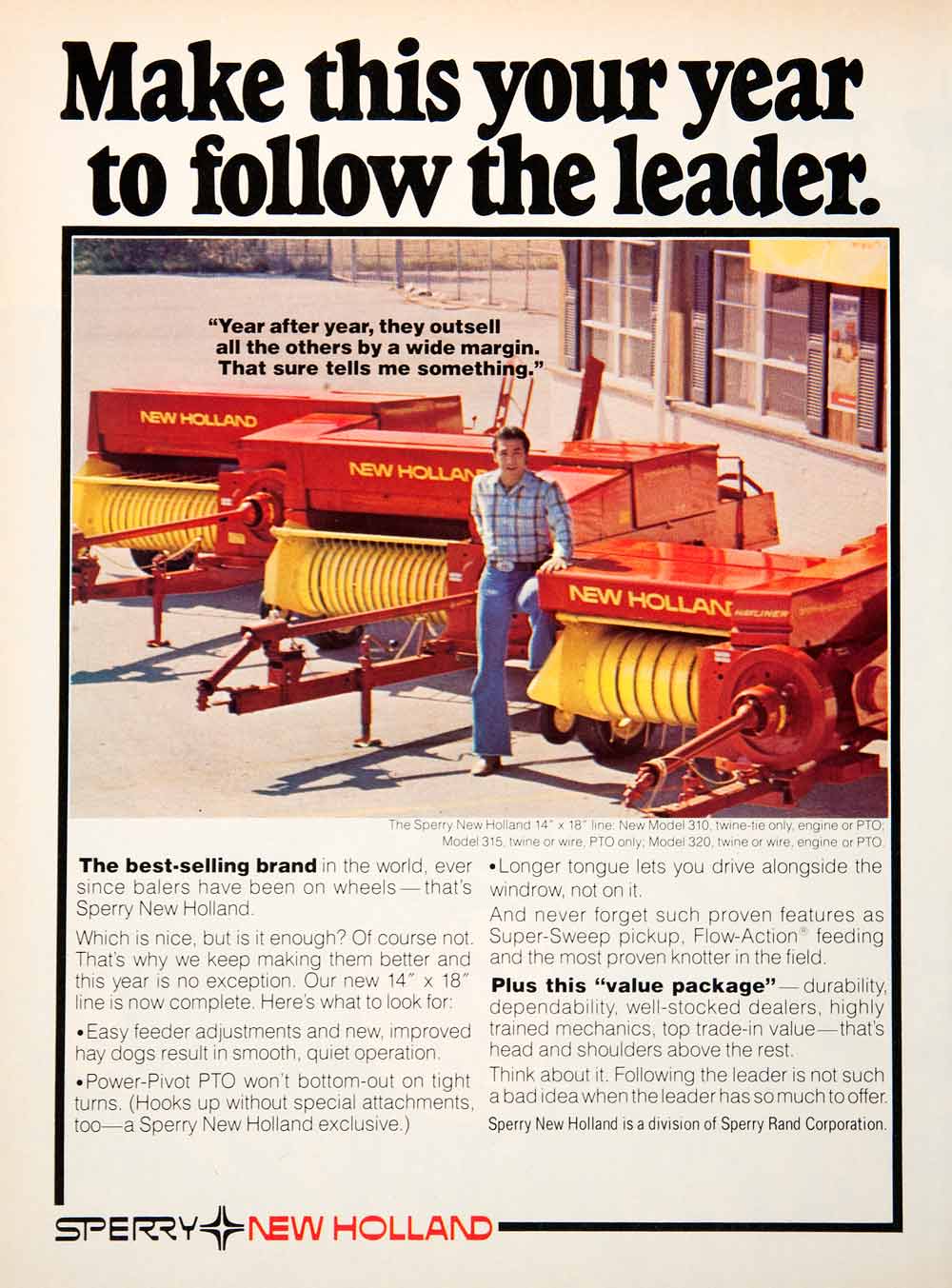 1978 Ad Sperry New Holland Agriculture Farming Farmer 310 Rand Machinery SF4
