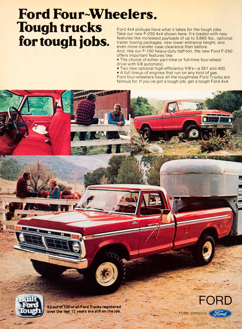 1977 Ad Ford Vehicle Pickup Truck Automobile V8 Cattle Farming Agriculture SF4