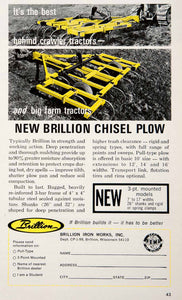 1969 Ad Brillion Chisel Plow Wisconsin Crawler Tractor Farming Agriculture SF4