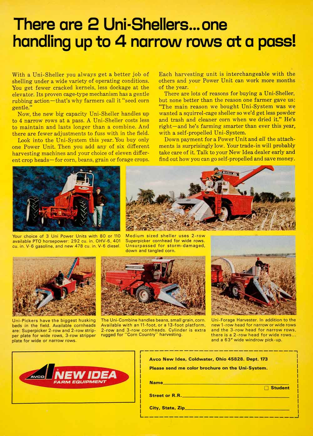 1967 Ad AVCO New Idea Farm Equipment Coldwater Ohio Sheller Superpicke