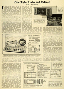 1927 Article One Tube Radio Cabinet Receiver Scientific Invention Blueprints SI1