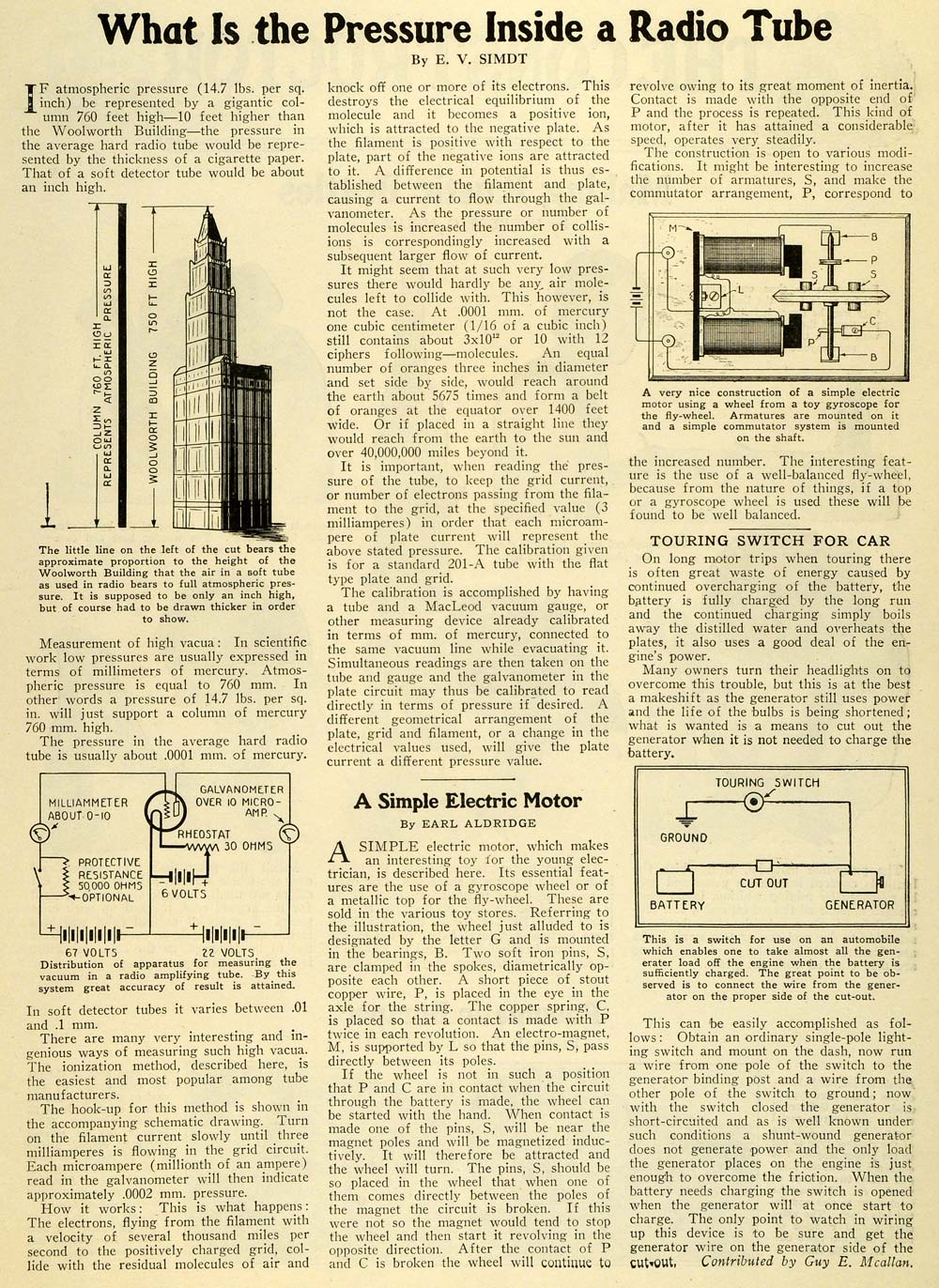 1927 Article Radio Tube Pressure Scientific Diagrams E. V. Simdt Electric SI1
