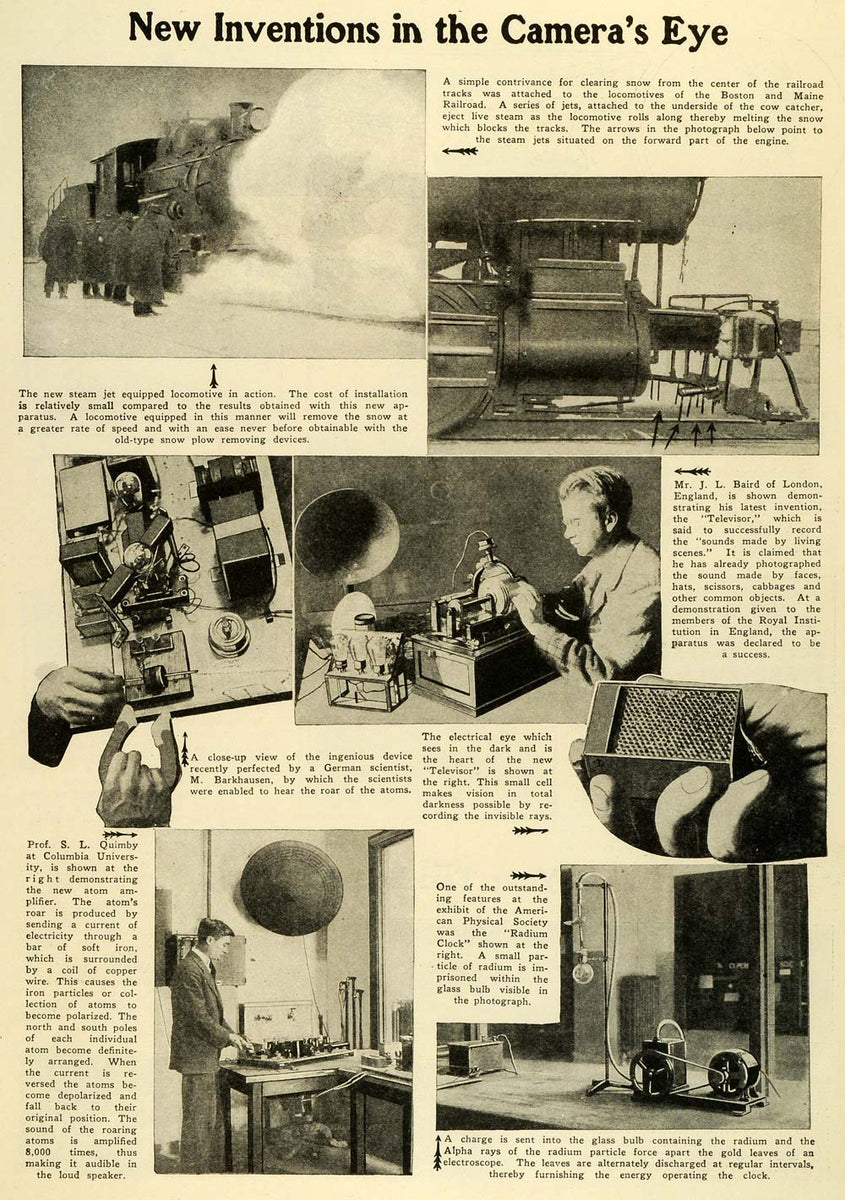 1927 Article Scientific Inventions Televisor Railway Snow Removal Radi ...