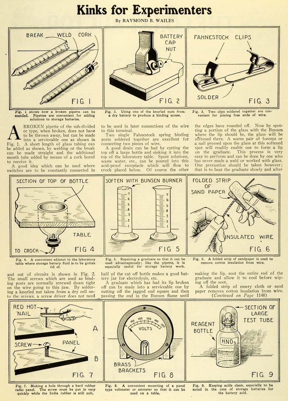 1927 Article Broken Pipe Repair DIY Diagrams Bunsen Burner Tools Circuits SI1
