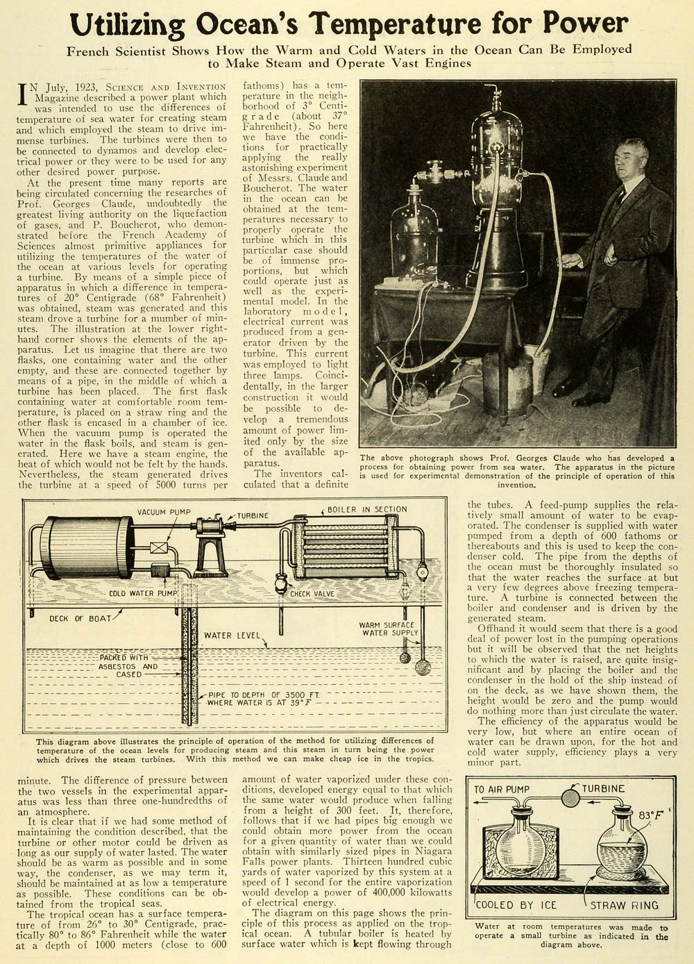1927 Article Hydraulic Energy Ocean Water Temperature Power Prof Georges SI1