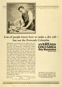 1928 Ad National Carbon EverReady Columbia Hot Shot Dry Batteries Chemicals SI1