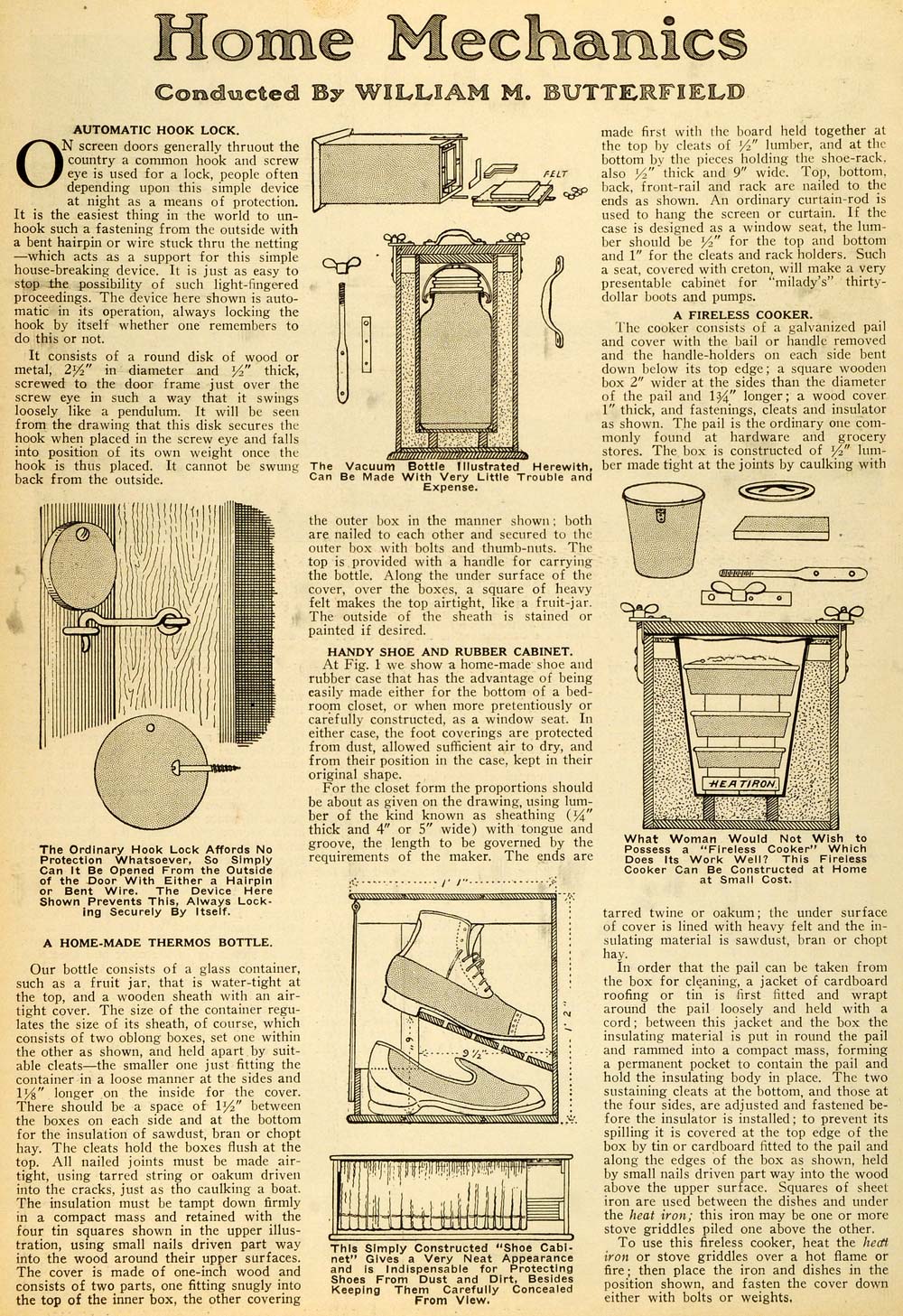 1920 Article Home Mechanics William Butterfield Thermos Bottle Shoe Cabinet SI1