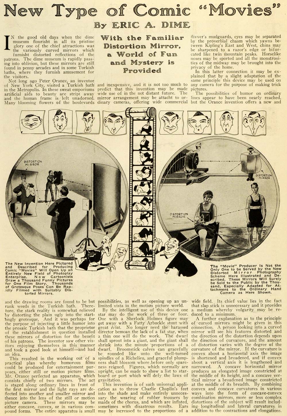 1920 Article Comic Movies Distortion Mirror Motion Picture Film Peter Orance SI1
