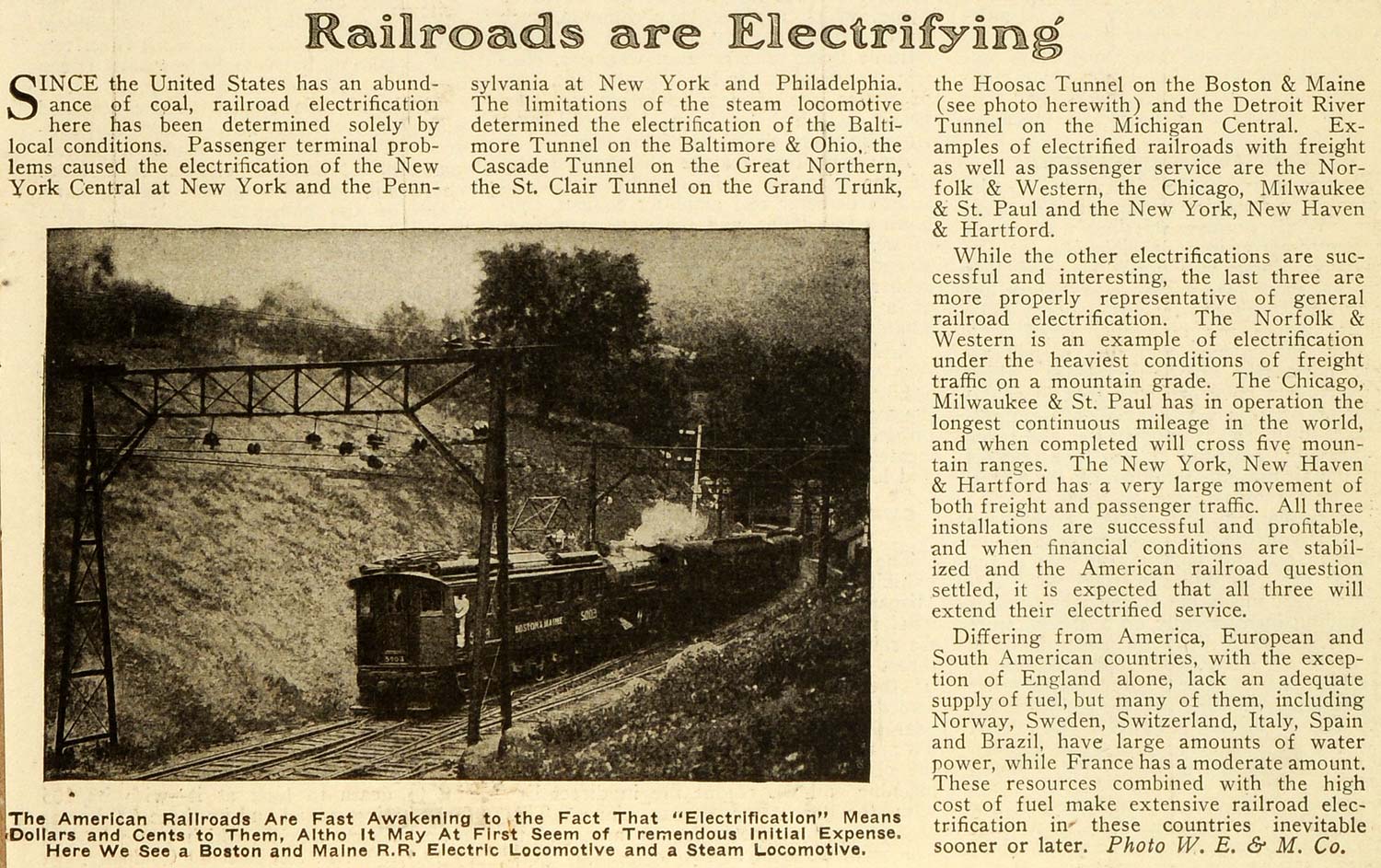 1920 Article Electric American Boston Maine Railway Train Locomotive SI1