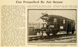 1920 Article Airplane Engine Screw Propelled Car Propelled German SI1