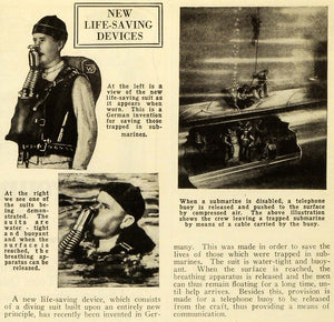 1928 Article Lifesaving Device Machine Instrument German Submarines Craft SI1