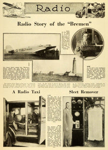 1928 Article Radio Bremen Taxi Arlington Manchester Point Armour Junkers SI1