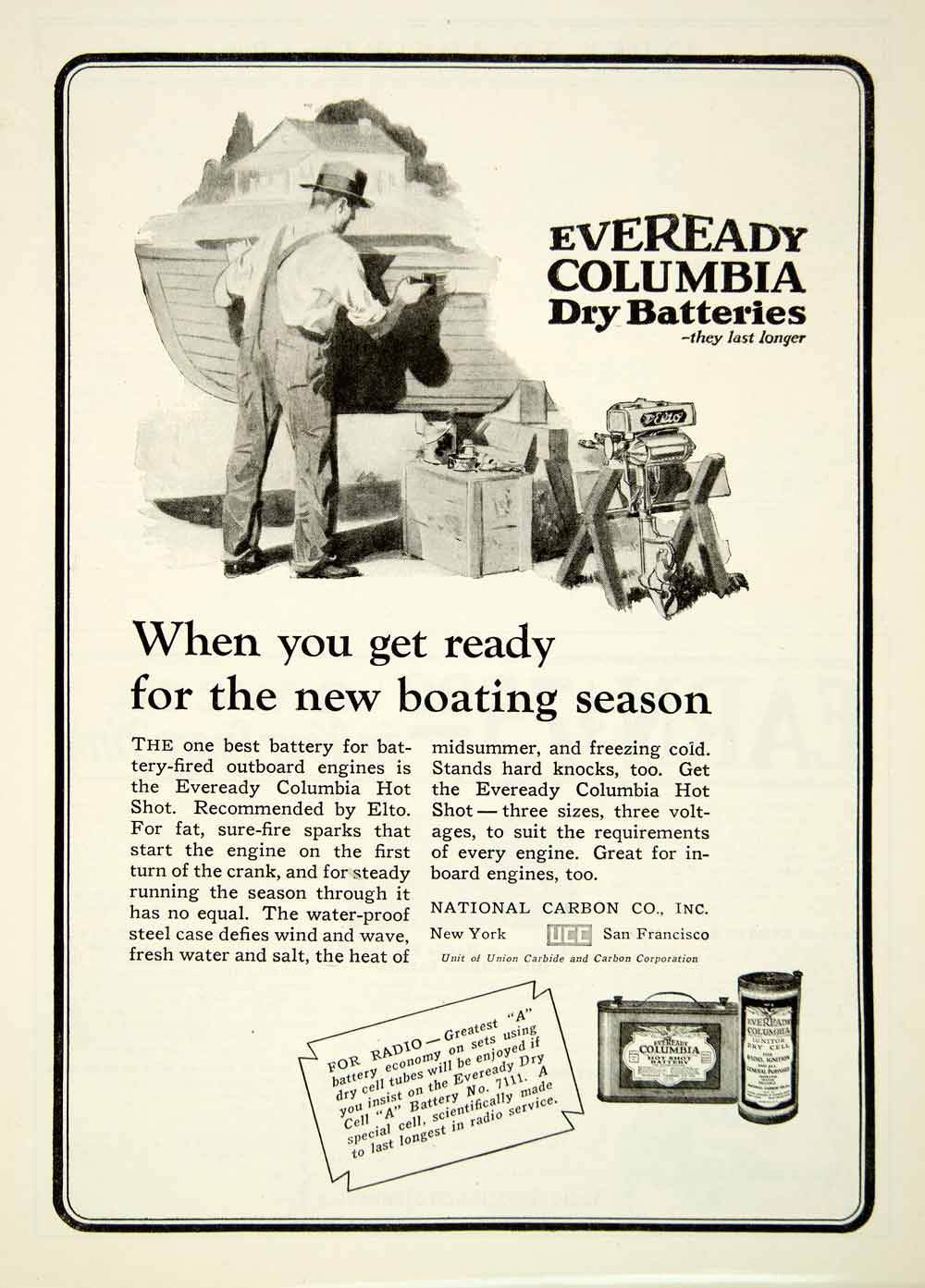 1928 Ad Everyday Columbia Dry Batteries Radio Workmanship National Carbon SI2