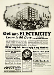 1928 Ad Coyne Electrical School Chicago Cityscape Education Street Scene SI2