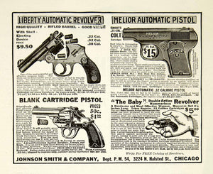 1921 Ad Johnson Smith Company Chicago Guns Weapons Automatic Pistol Revolver SI2