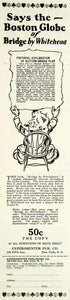 1928 Ad Book Bridge Playing Card Game Whitehead Boston Globe Man Chair SI2