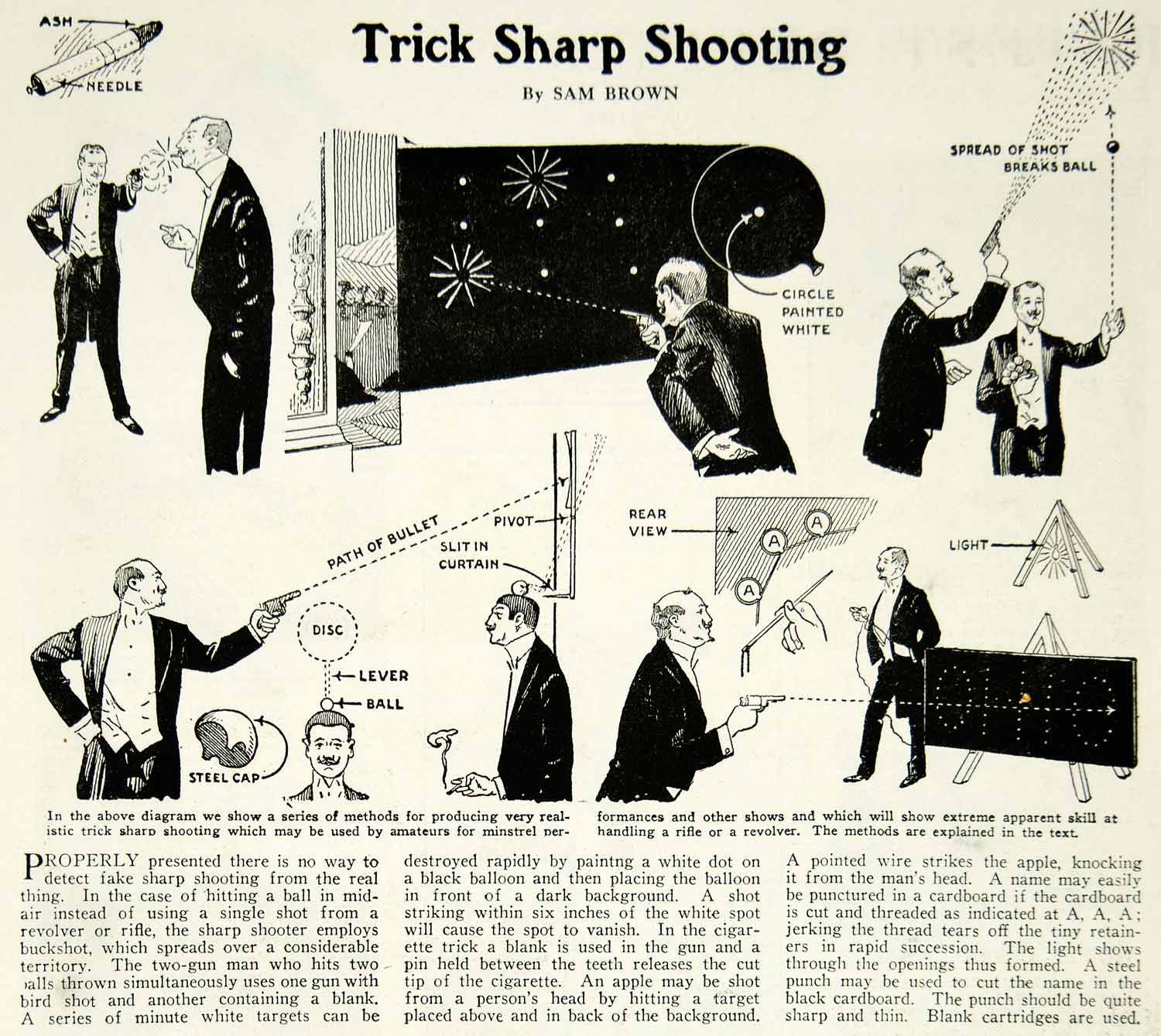 1927 Article Trick Sharp Shooting Magic Sam Brown Gun Weapon Show Men SI2