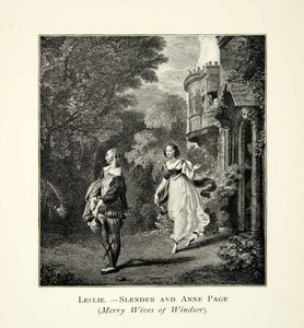 1901 Print C.R. Leslie Slender Anne Page Merry Wives Windsor William SIA1