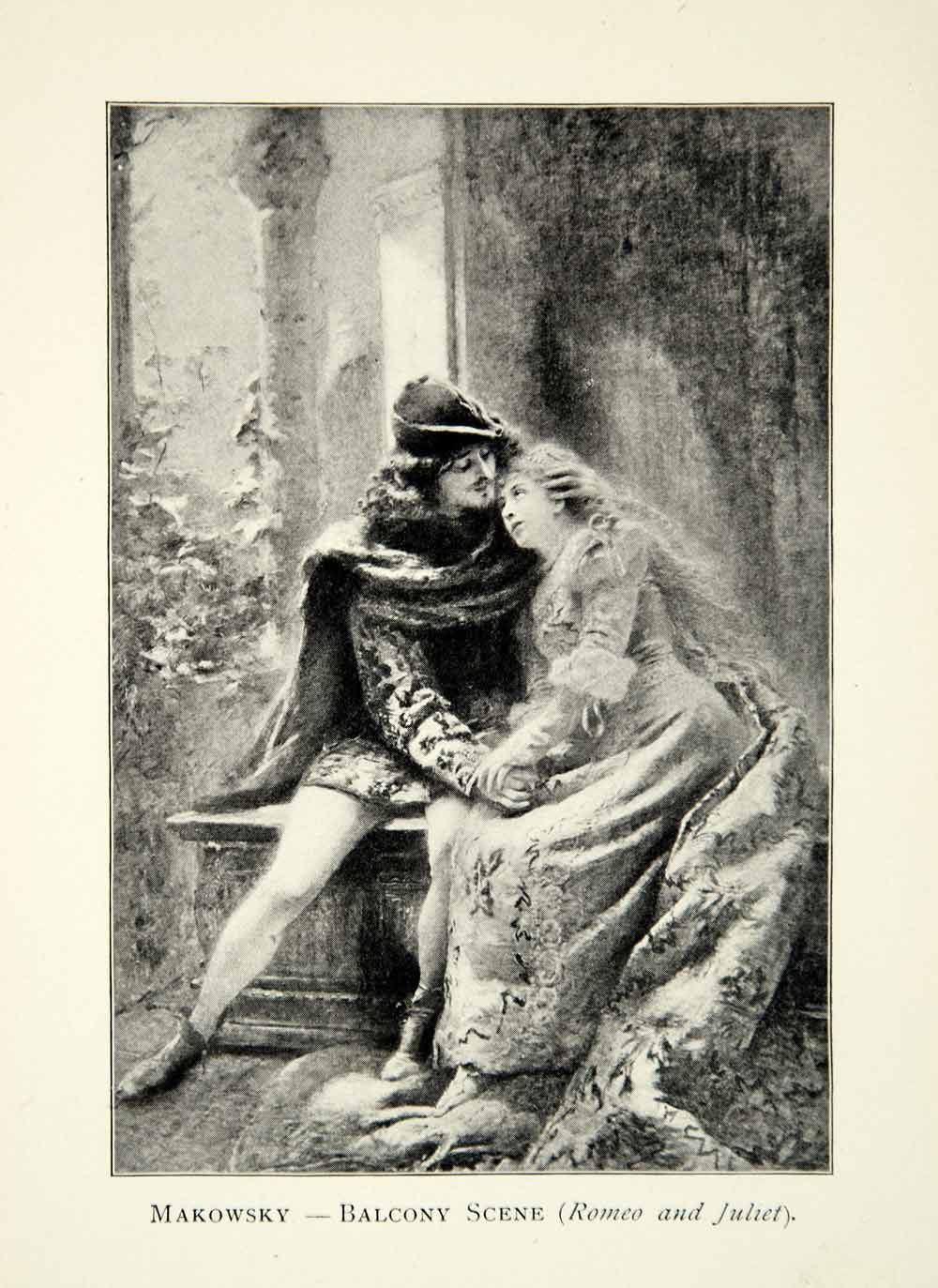 1901 Print C.E. Makowsky Romeo Juliet William Shakespeare Romance SIA1